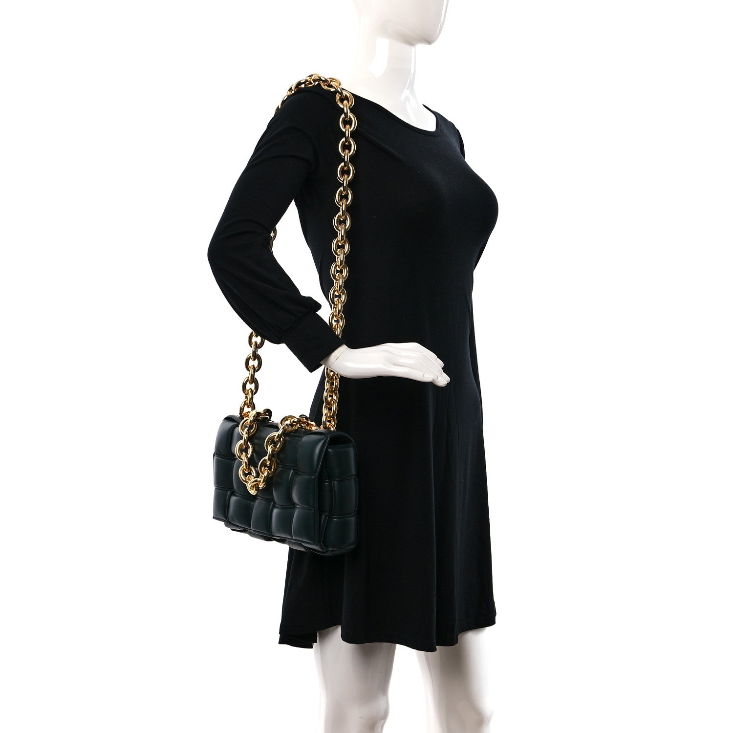 Bottega Veneta Lambskin Maxi Intreccio Padded Chain Cassette Crossbody Bag Raintree 2 of 9