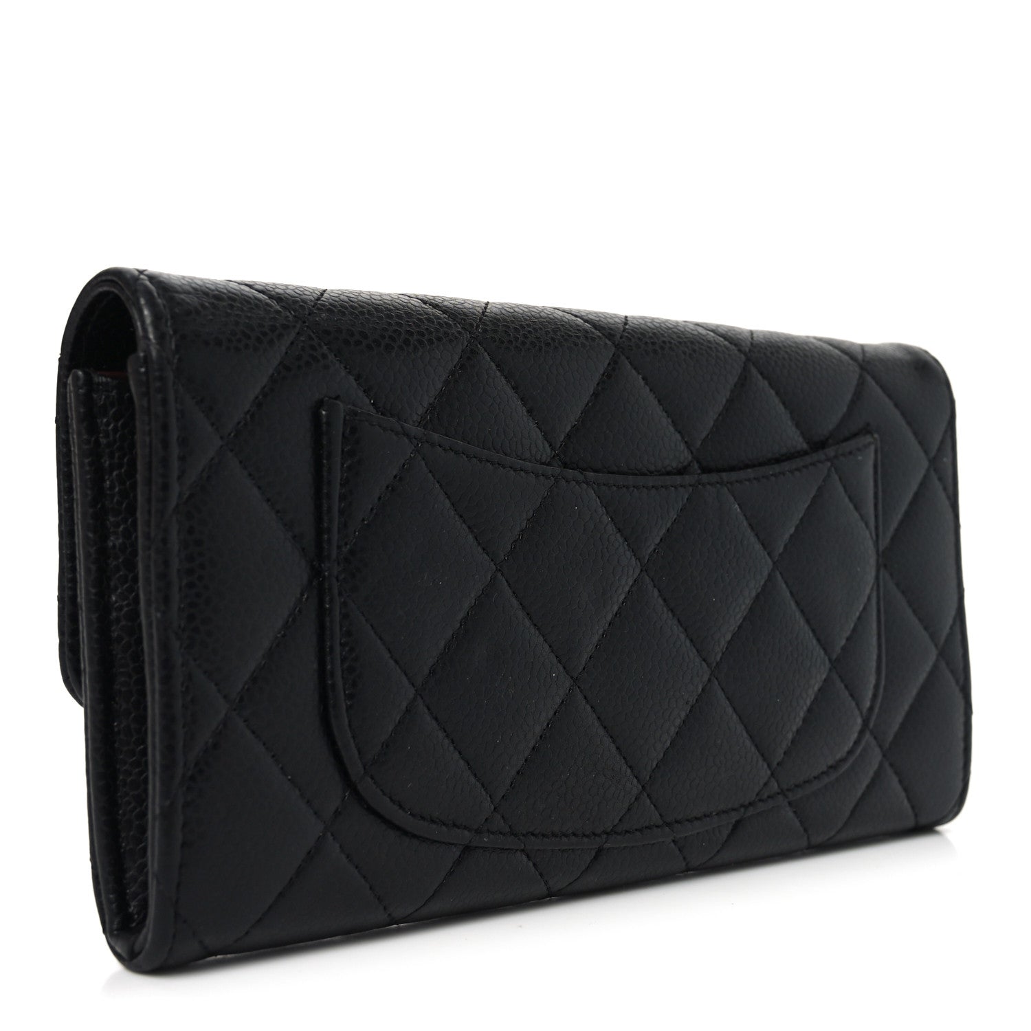 Chanel Caviar Quilted Large Gusset Flap Wallet Black 3 of 7