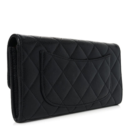 Chanel Caviar Quilted Large Gusset Flap Wallet Black 3 of 7