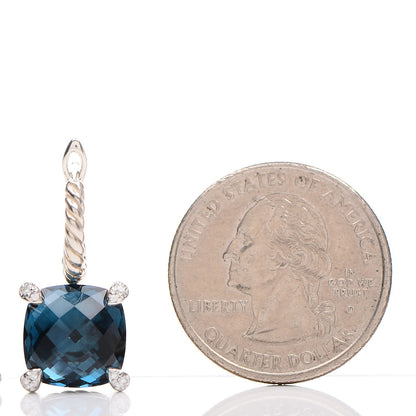 David Yurman Sterling Silver Hampton Blue Topaz Diamond Chatelaine Drop Earrings 2 of 5
