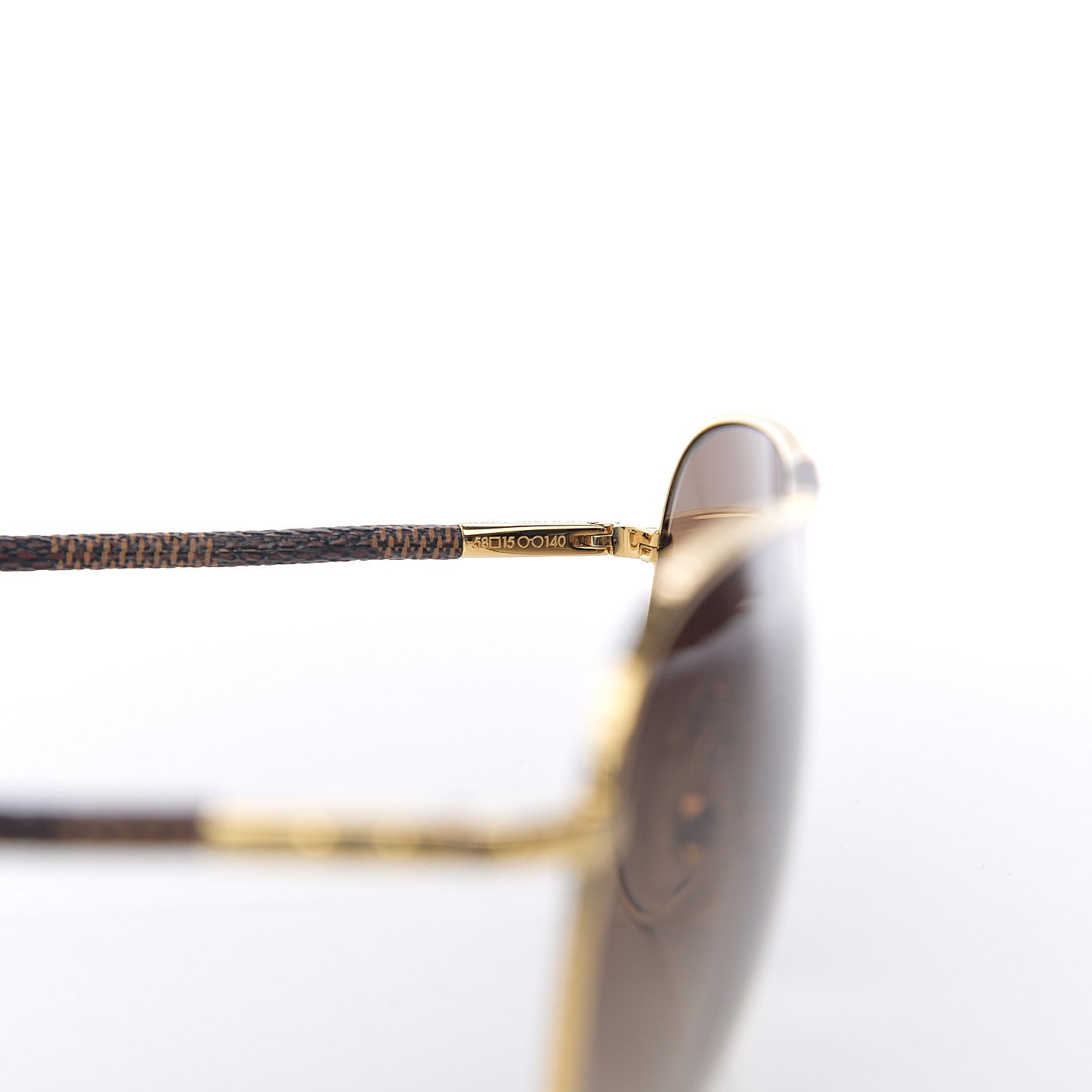 Louis Vuitton Damier Ebene Conspiration Pilote Aviator Sunglasses Z0202U Gold 5 of 8