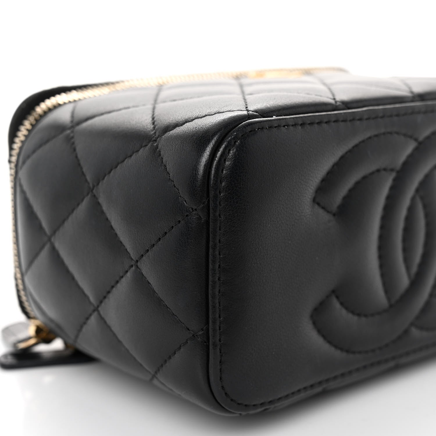 Chanel Lambskin Quilted Small Pearl Crush Vanity Case With Chain Black 9 of 10
