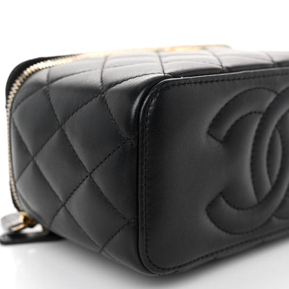 Chanel Lambskin Quilted Small Pearl Crush Vanity Case With Chain Black 9 of 10
