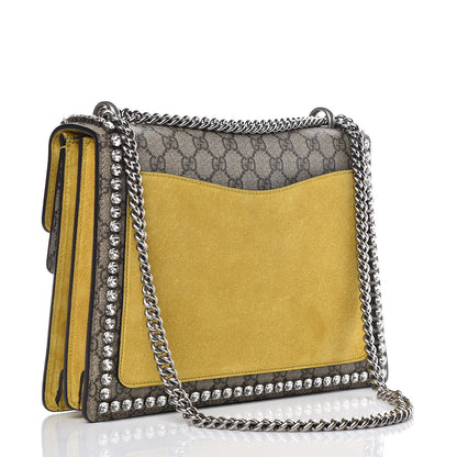 Gucci GG Supreme Monogram Crystal Bow Embroidered Medium Dionysus Shoulder Bag Yellow 4 of 13