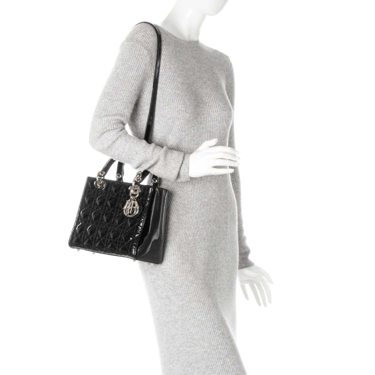 Christian Dior Patent Cannage Medium Lady Dior Black 3 of 8