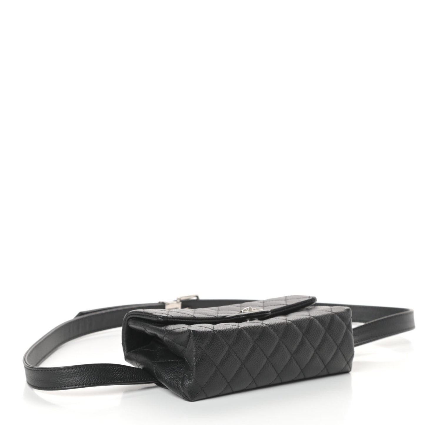 Grained Calfskin Quilted 2.55 Reissue Flap Belt Bag Clutch Black