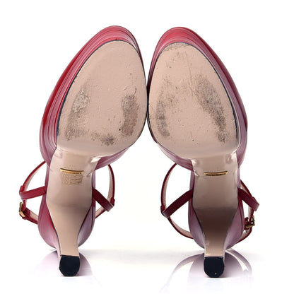 Gucci Malaga Kid T Strap Platform Pumps 40 Hibiscus Red 5 of 6