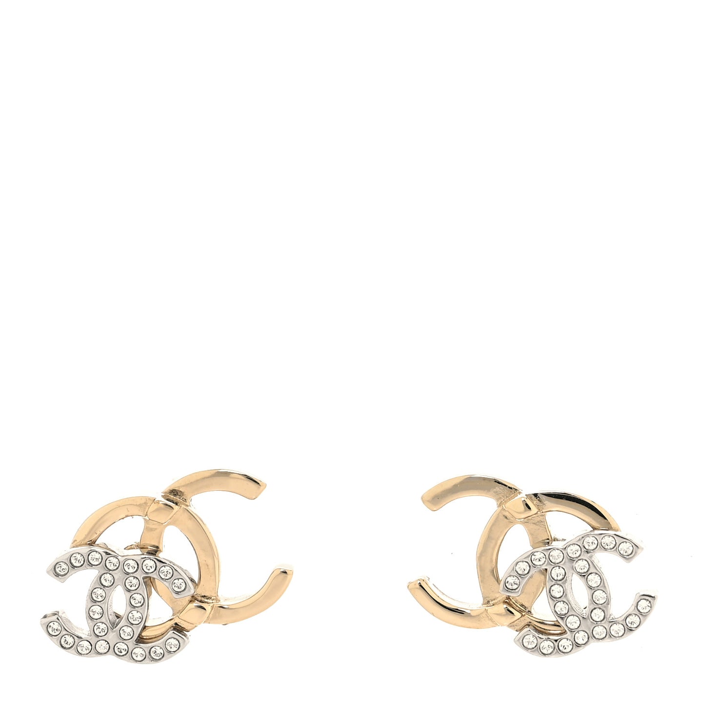 Crystal Double CC Earrings Gold Silver