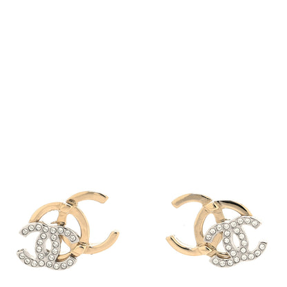 Chanel Crystal Double CC Earrings Gold Silver 1 of 5