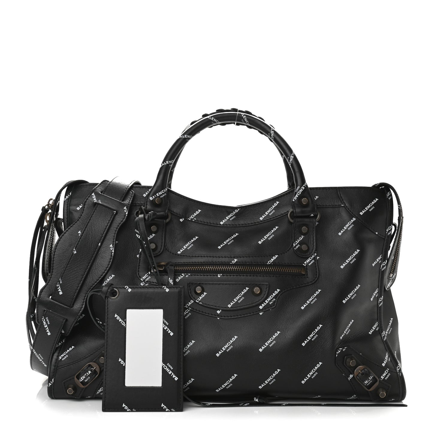 Veau Allover Logo Classic Hardware City Black White
