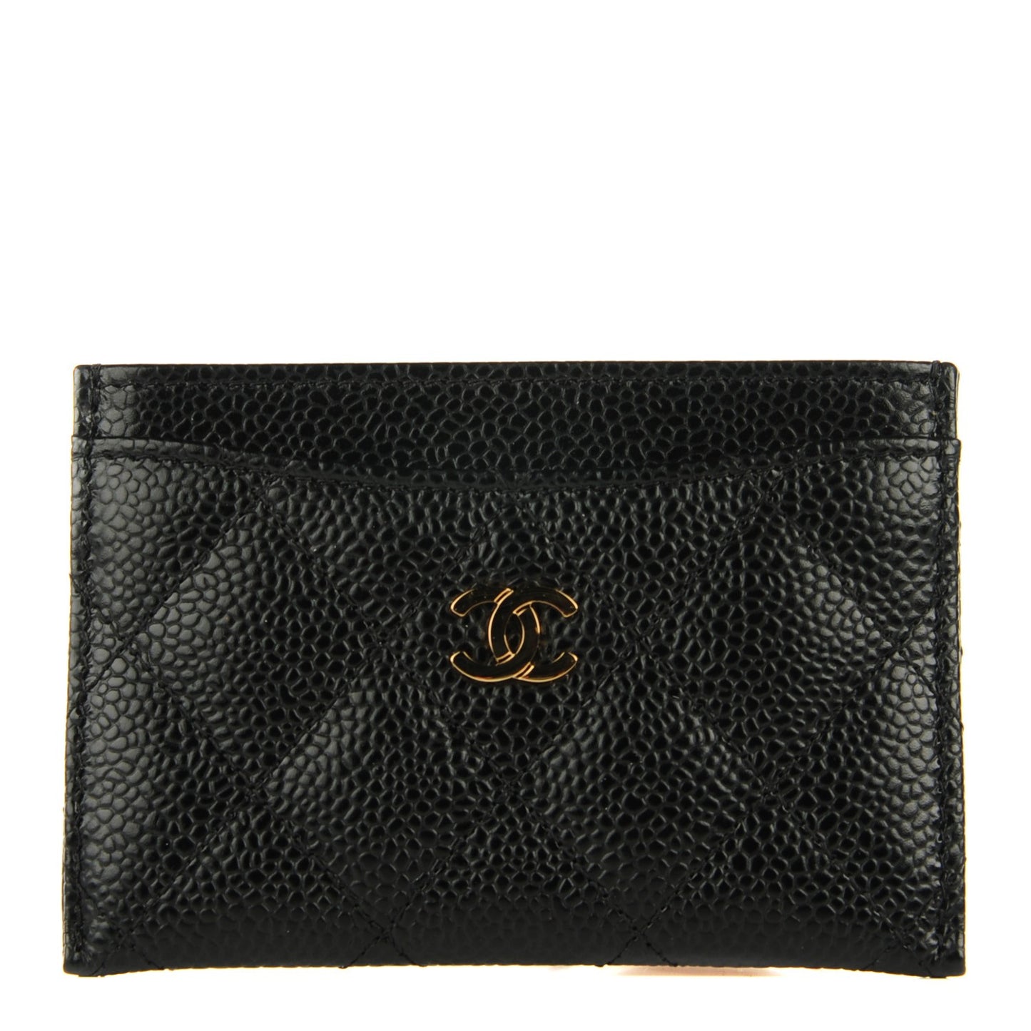 Caviar Quilted Card Holder Black
