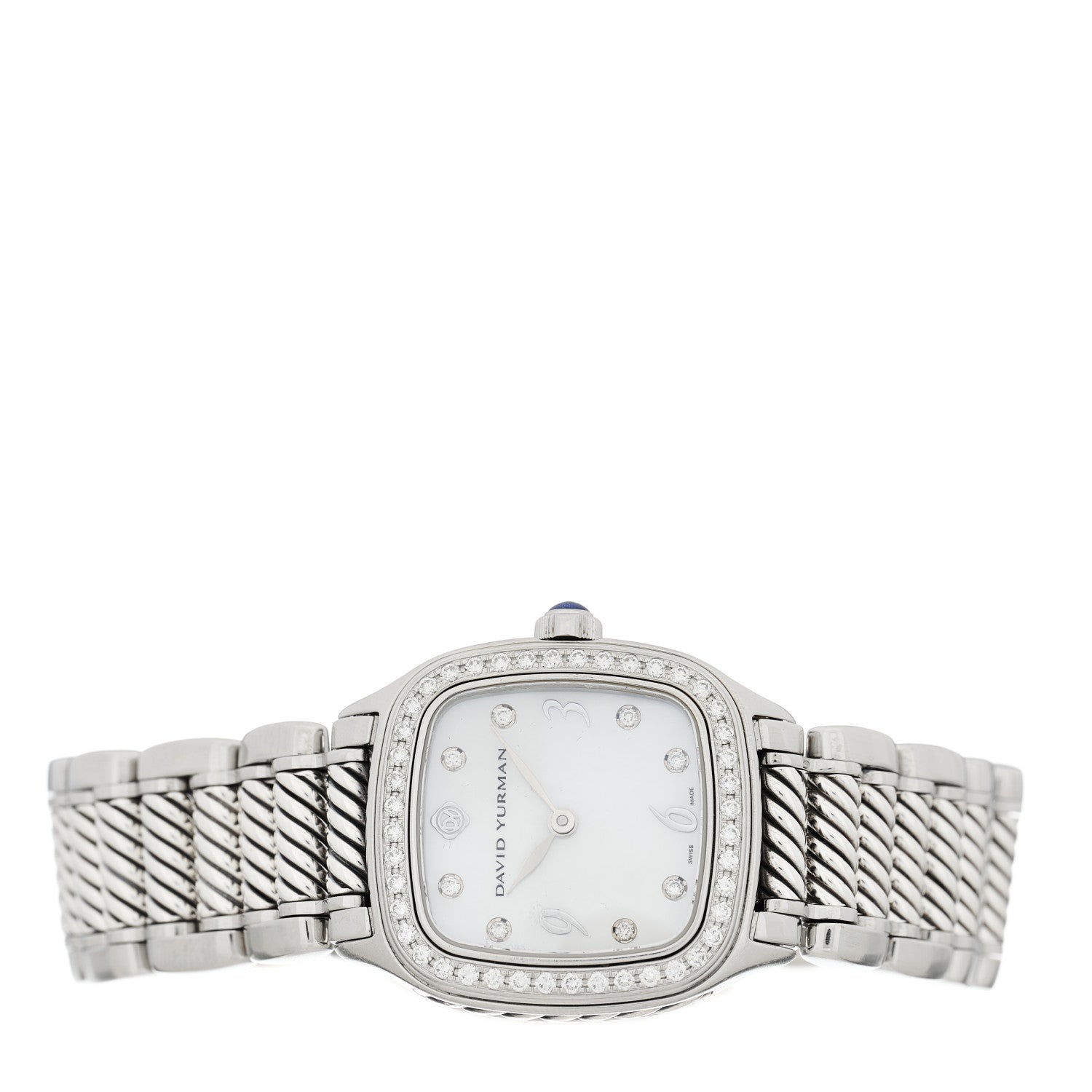 David Yurman Stainless Steel Diamond Bezel Mother of Pearl 25mm Thoroughbred Quartz Watch 2 of 5