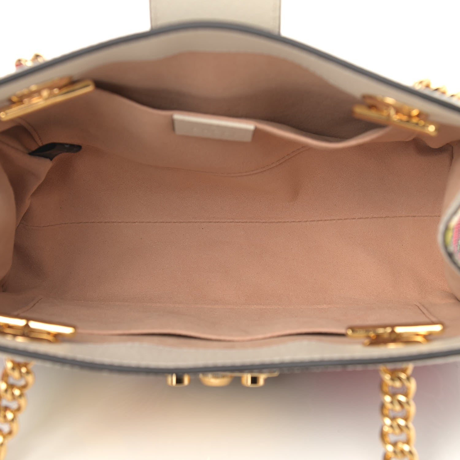 Gucci GG Supreme Monogram Flora Textured Calfskin Small Padlock Tote Beige Ebony Multicolor Mystic White 5 of 9