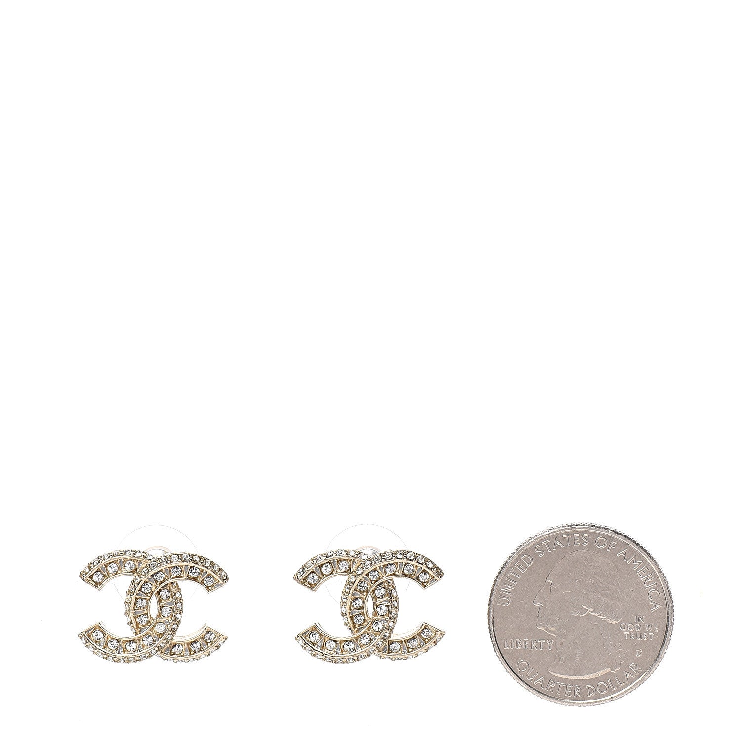 Chanel Crystal Timeless CC Earrings Light Gold 2 of 5
