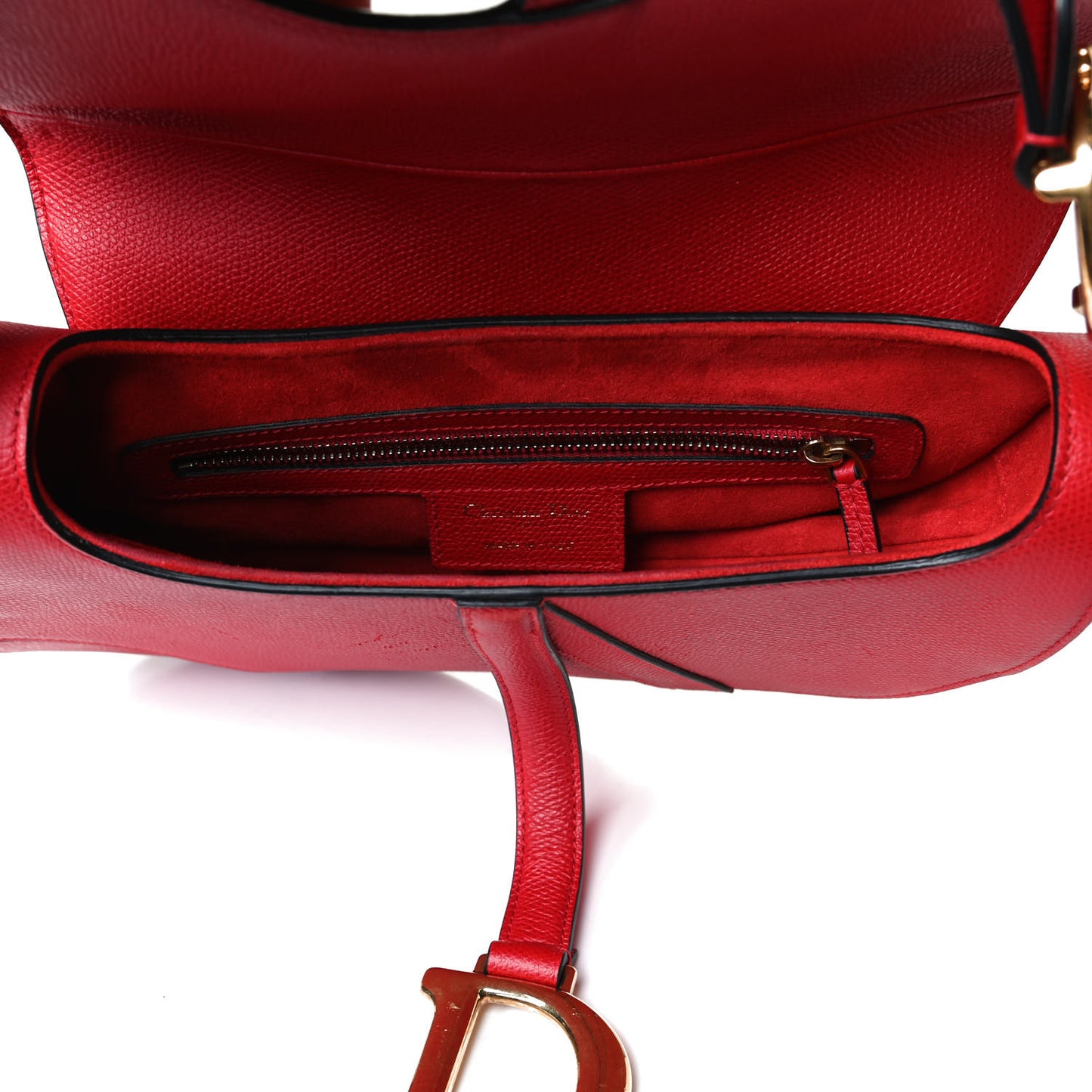 Grained Calfskin Saddle Bag Red