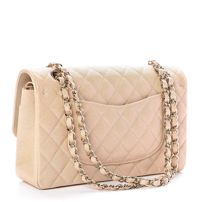 Chanel Iridescent Caviar Quilted Medium Double Flap Beige 3 of 10