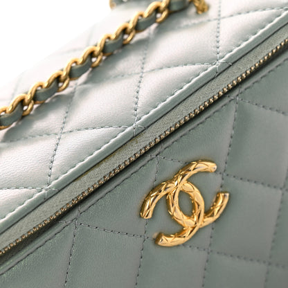 Chanel Metallic Lambskin Quilted Small CC Dynasty Vanity Case With Chain Grey 11 of 12