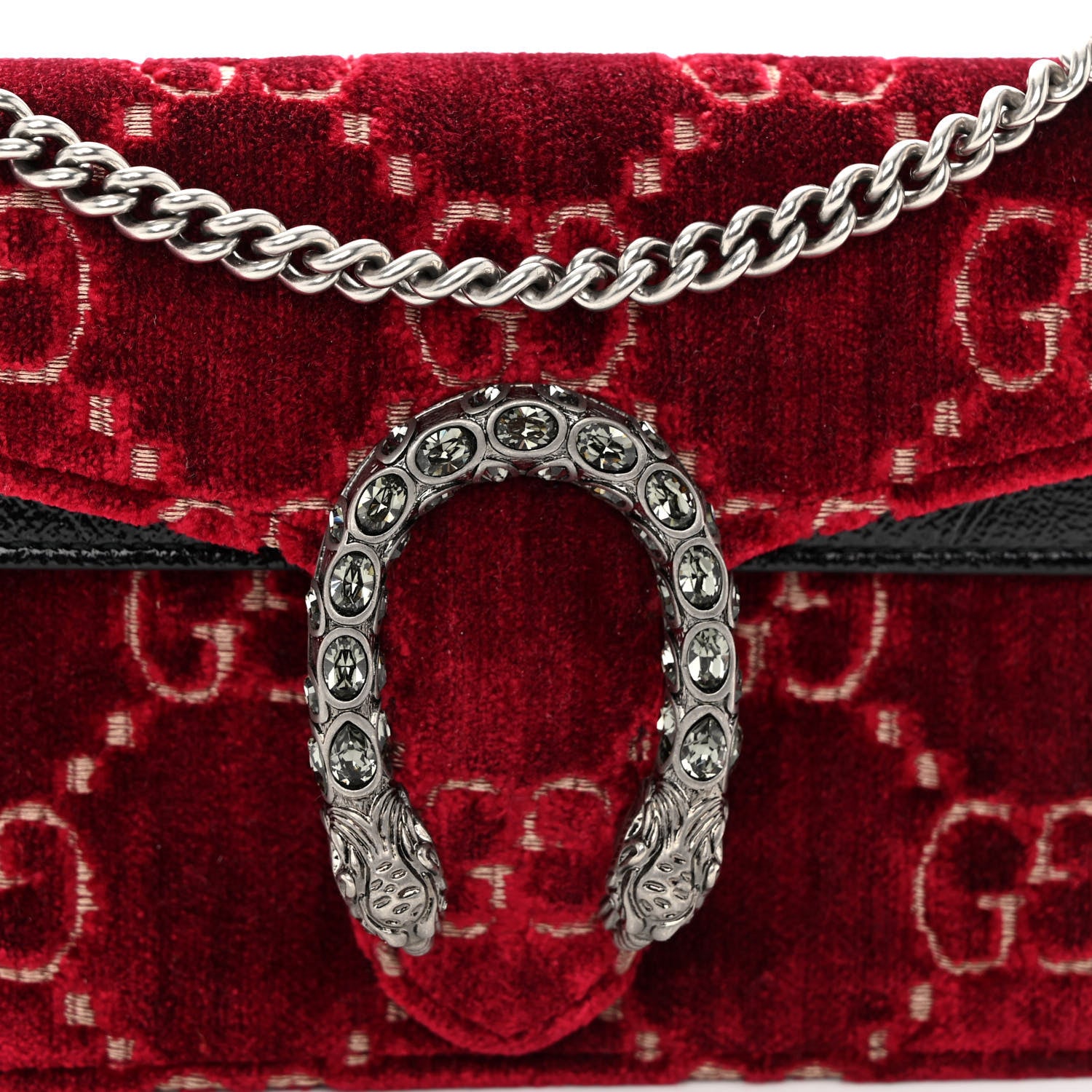 Gucci Velvet GG Monogram Super Mini Dionysus Shoulder Bag Red Cipria Black 7 of 12