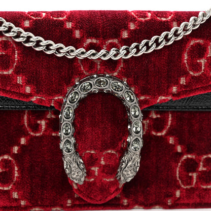 Gucci Velvet GG Monogram Super Mini Dionysus Shoulder Bag Red Cipria Black 7 of 12