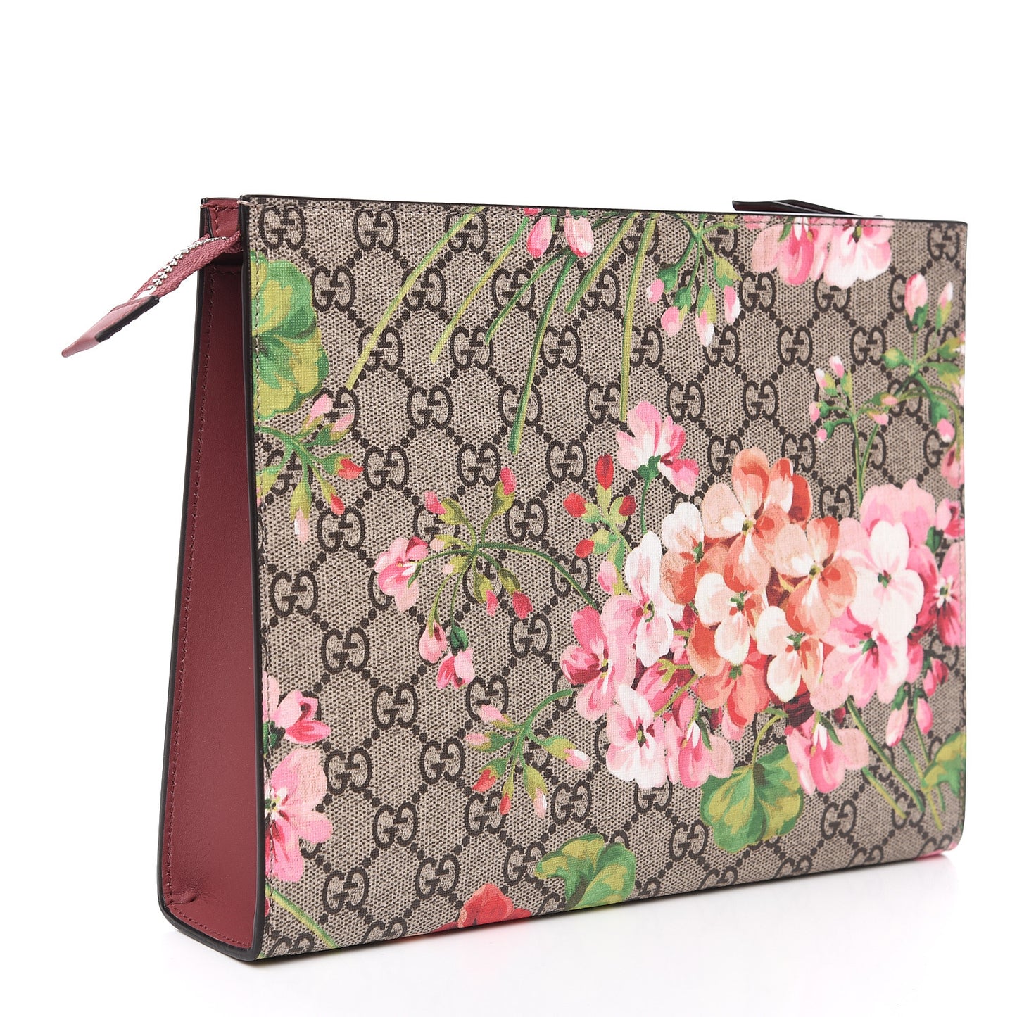GG Supreme Monogram Blooms Large Cosmetic Case Beige Multicolor Dry Rose