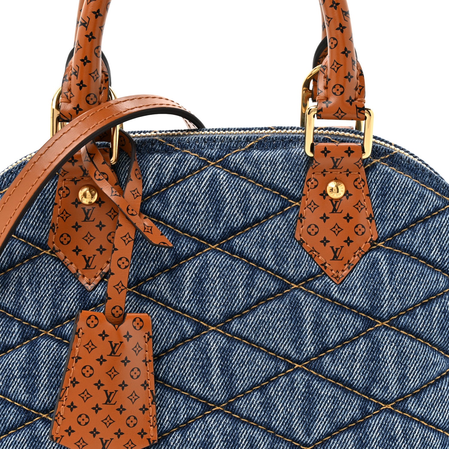 Louis Vuitton Denim Calfskin Reverse Monogram Malletage Alma BB Blue 7 of 10