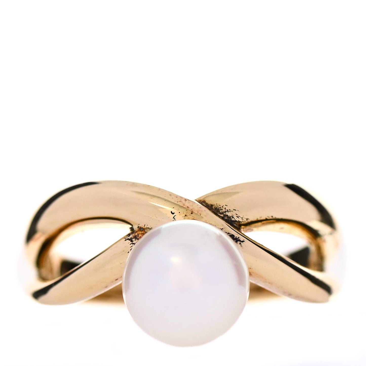 18K Yellow Gold 8mm Akoya Pearl Ring 55 7.25