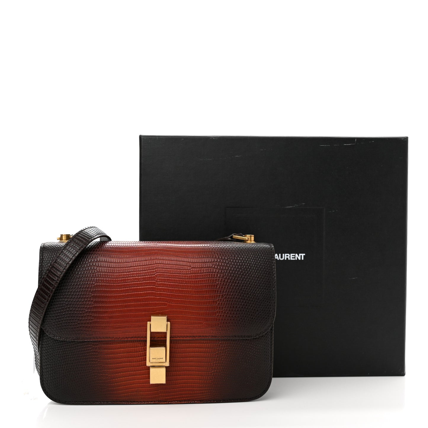 Lizard Degrade Carre Satchel Brown Red