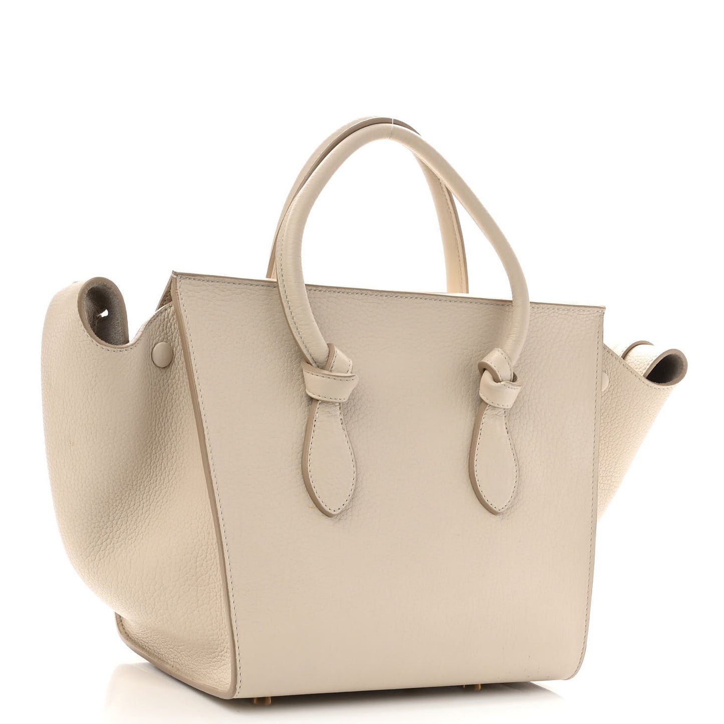 Crisped Calfskin Mini Tie Knot Tote Chalk