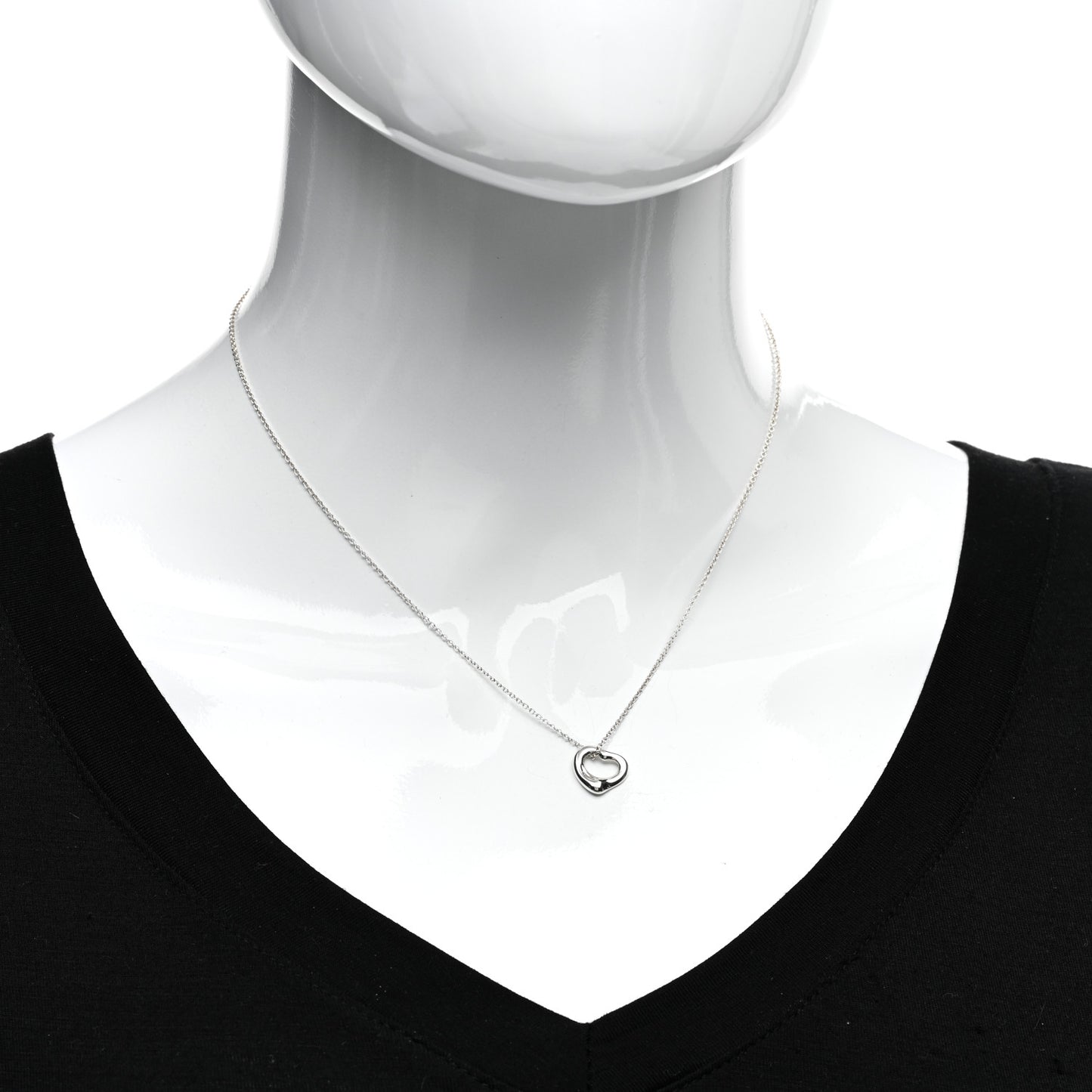 Sterling Silver 11mm Elsa Peretti Open Heart Pendant Necklace