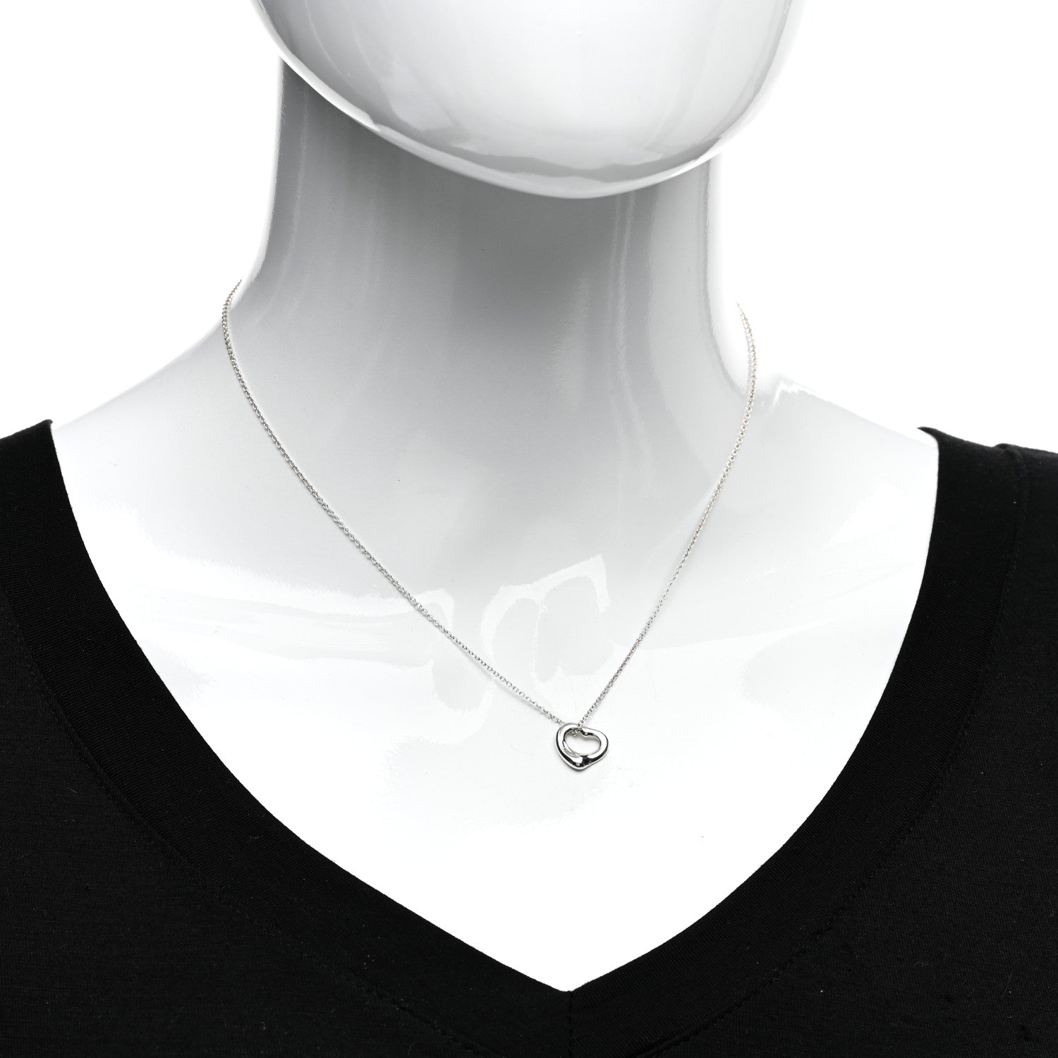Tiffany Sterling Silver 11mm Elsa Peretti Open Heart Pendant Necklace 2 of 4