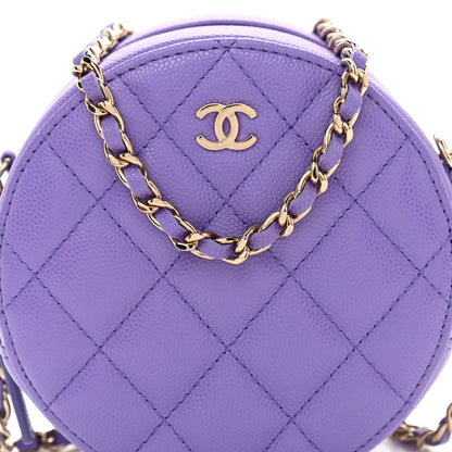 Chanel Caviar Quilted Round Clutch With Chain Purple 8 of 10