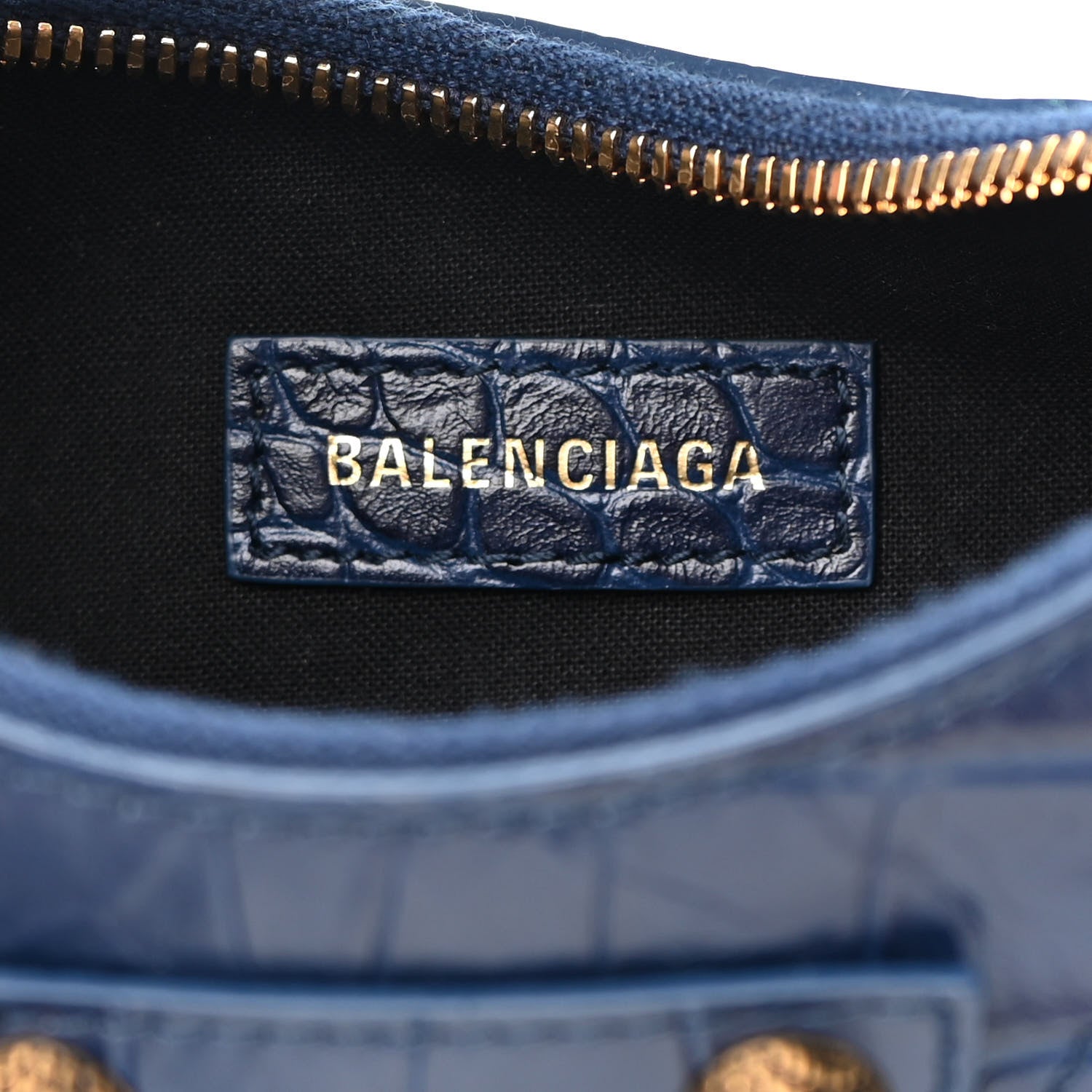 Balenciaga Extra Supple Calfskin Crocodile Embossed Le Cagole Shoulder Bag XS Indigo 7 of 9