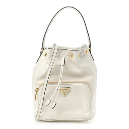 Prada Soft Calfskin Saffiano Mini Bucket Crossbody Bag White 1 of 11