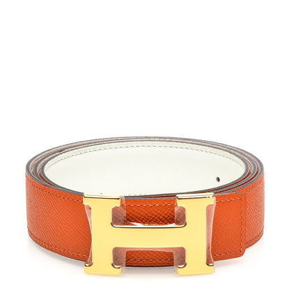 Hermes Swift Epsom 32mm H Belt 95 Feu White 1 of 5