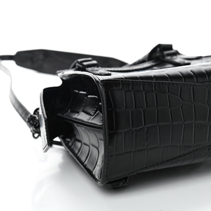 Balenciaga Semi Shiny Calfskin Crocodile Embossed Neo Classic Black Hardware Mini City Black 9 of 10