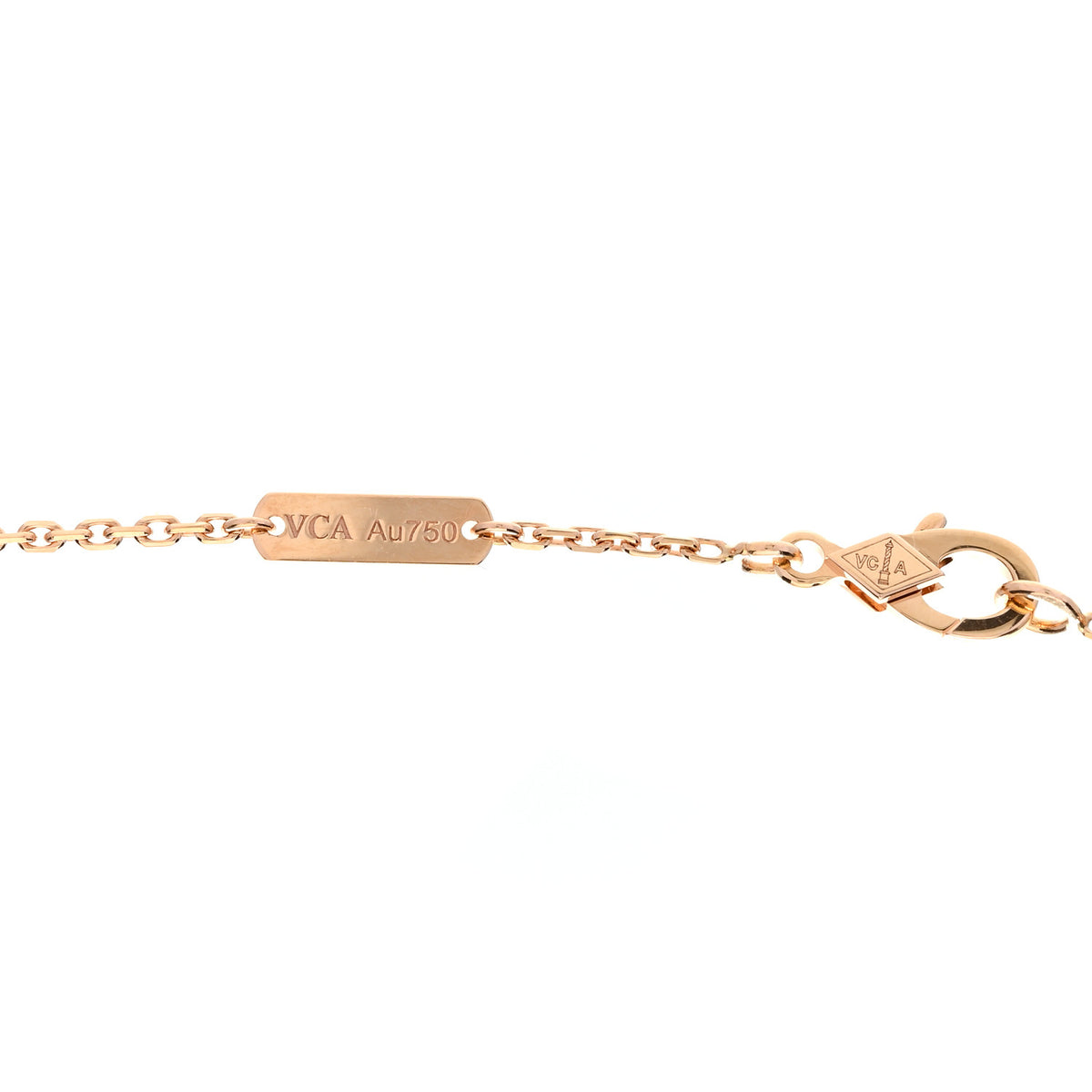 18K Rose Gold Diamond Black Onyx Vintage Alhambra Pendant Necklace