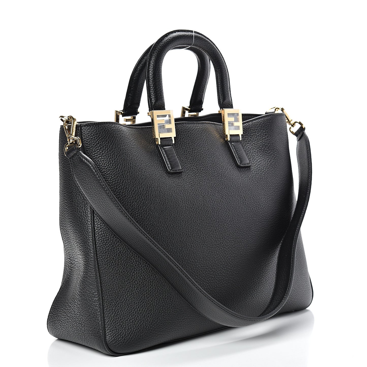 Cuoio Romano Selleria Medium FF Tote Black