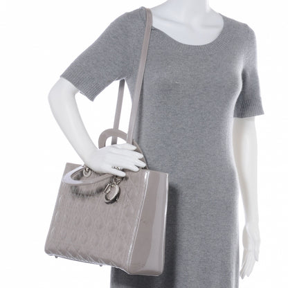 Christian Dior Patent Cannage Large Lady Dior Grey 2 of 12