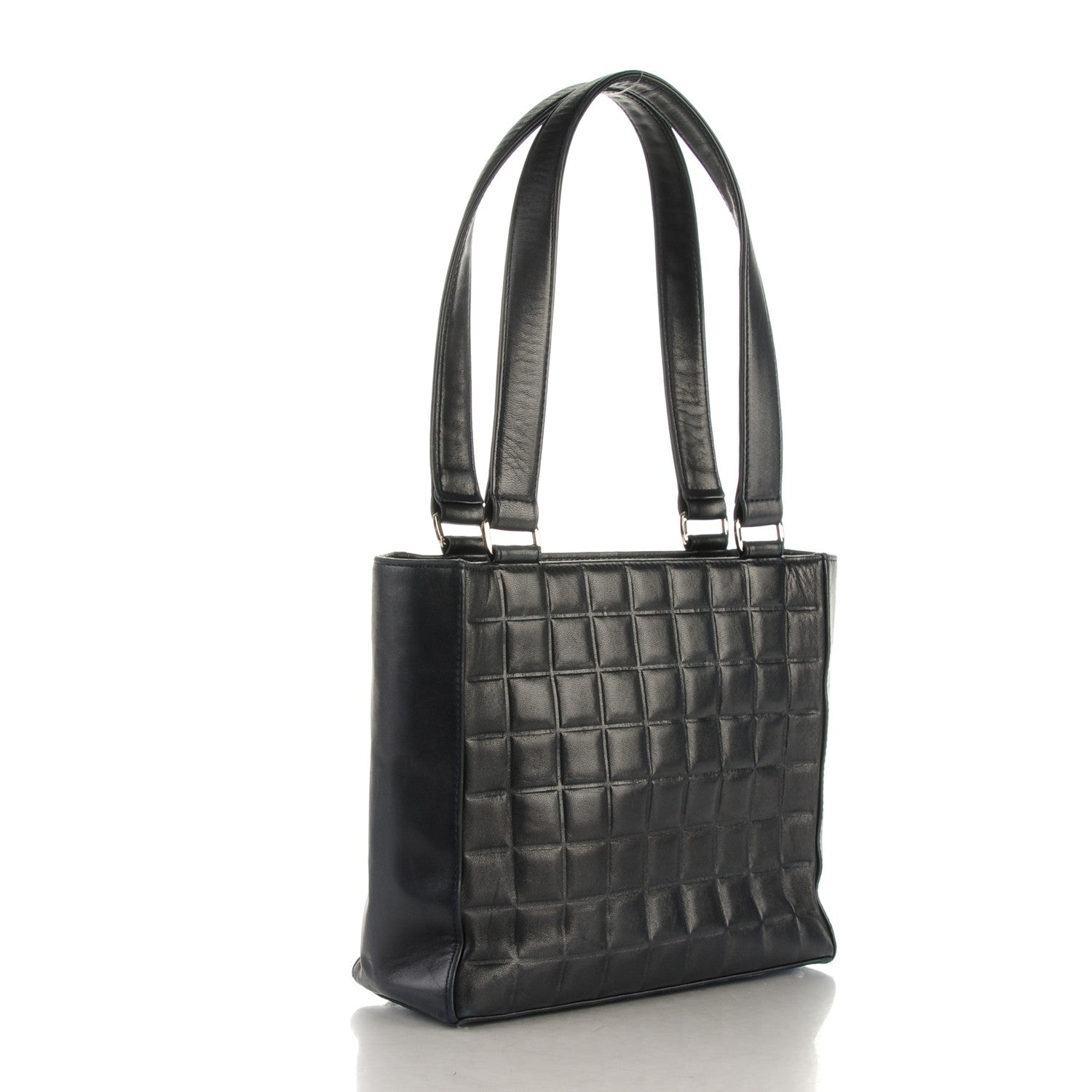 Chanel Lambskin Chocolate Bar Quilted Small Tote Navy 3 of 8