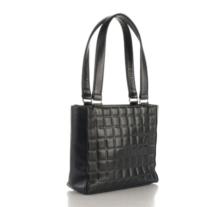 Chanel Lambskin Chocolate Bar Quilted Small Tote Navy 3 of 8
