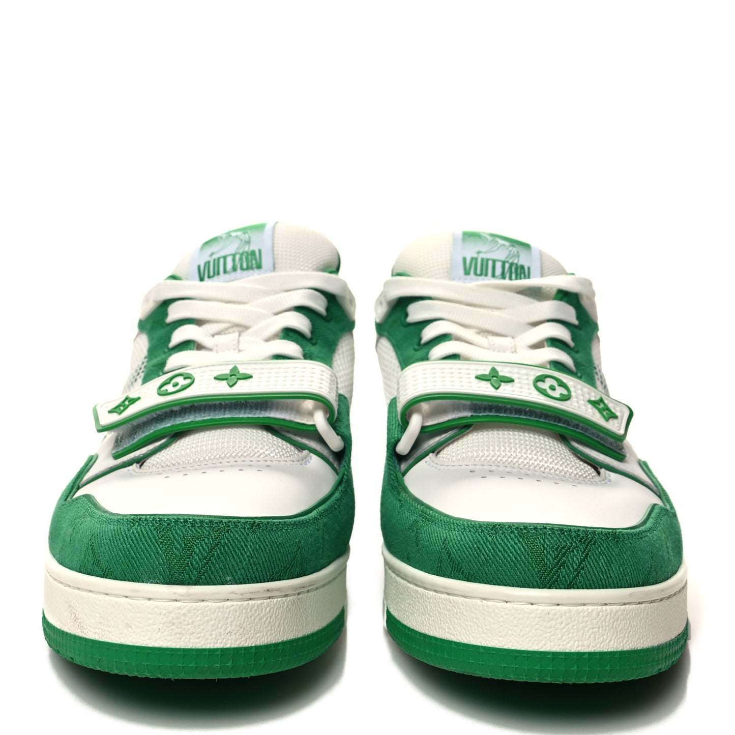 Monogram Denim Mens LV Trainer Sneakers 8 Green