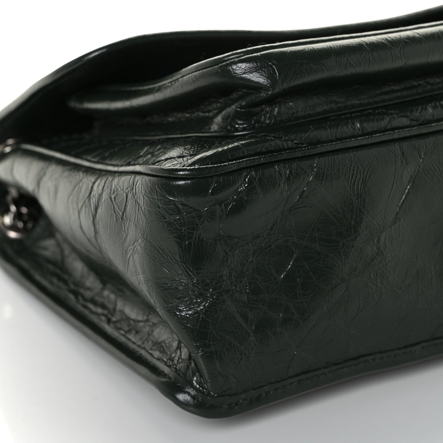 Crinkled Calfskin Matelasse Monogram Medium Niki Chain Satchel Dark Green