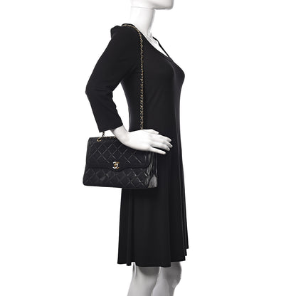 Chanel Lambskin Quilted Medium Double Flap Black 2 of 20