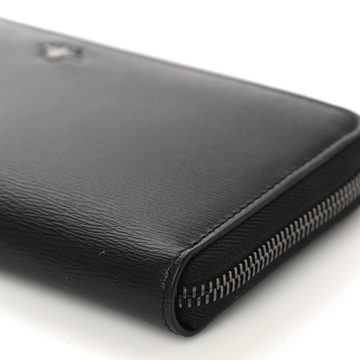 Calfskin Bee Zip Around Wallet Black