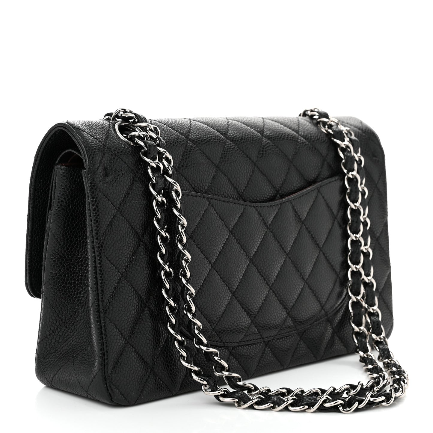 Caviar Quilted Medium Double Flap Black