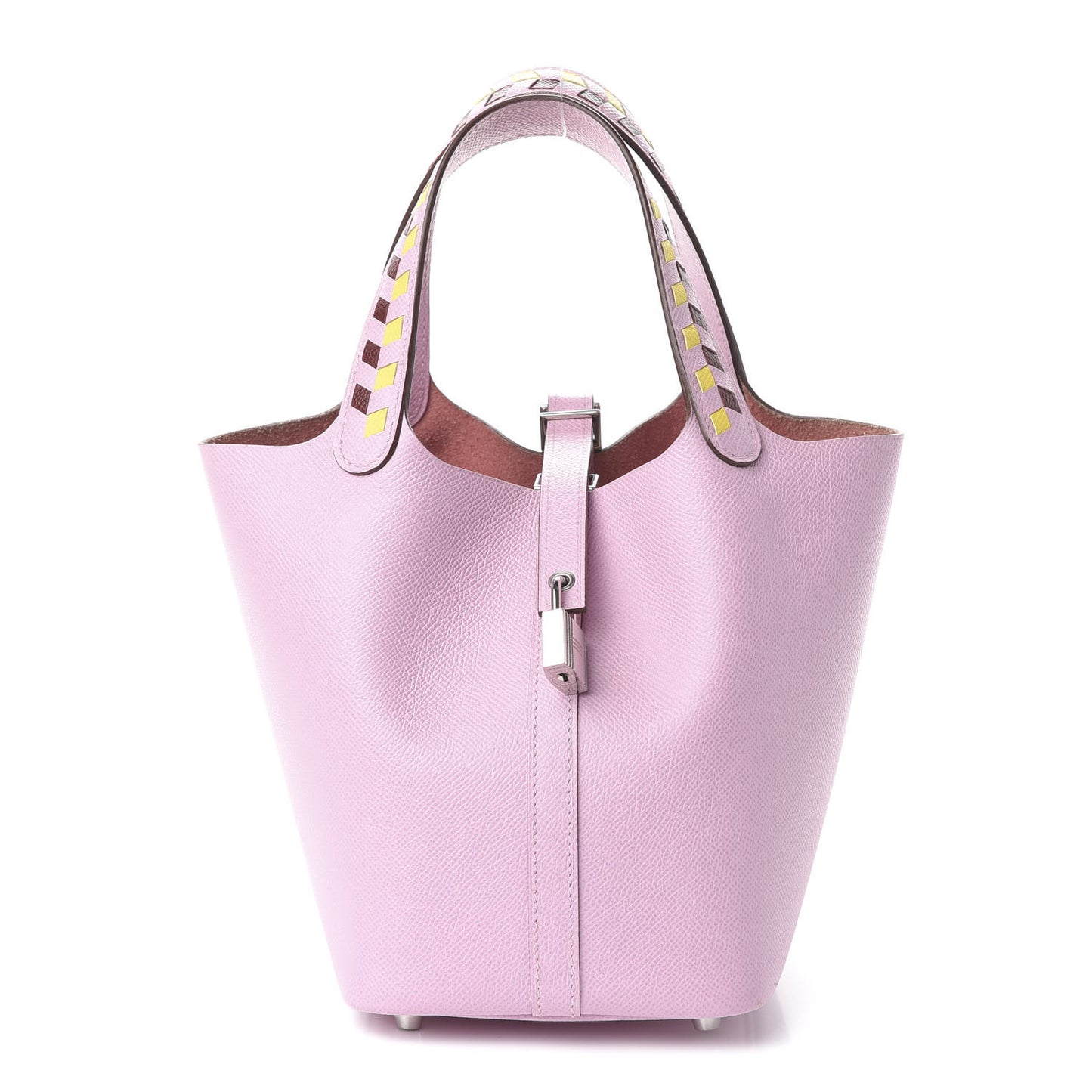 Epsom Tressage De Cuir Picotin Lock 18 PM Mauve Sylvestre Rouge H Jaune De Naples