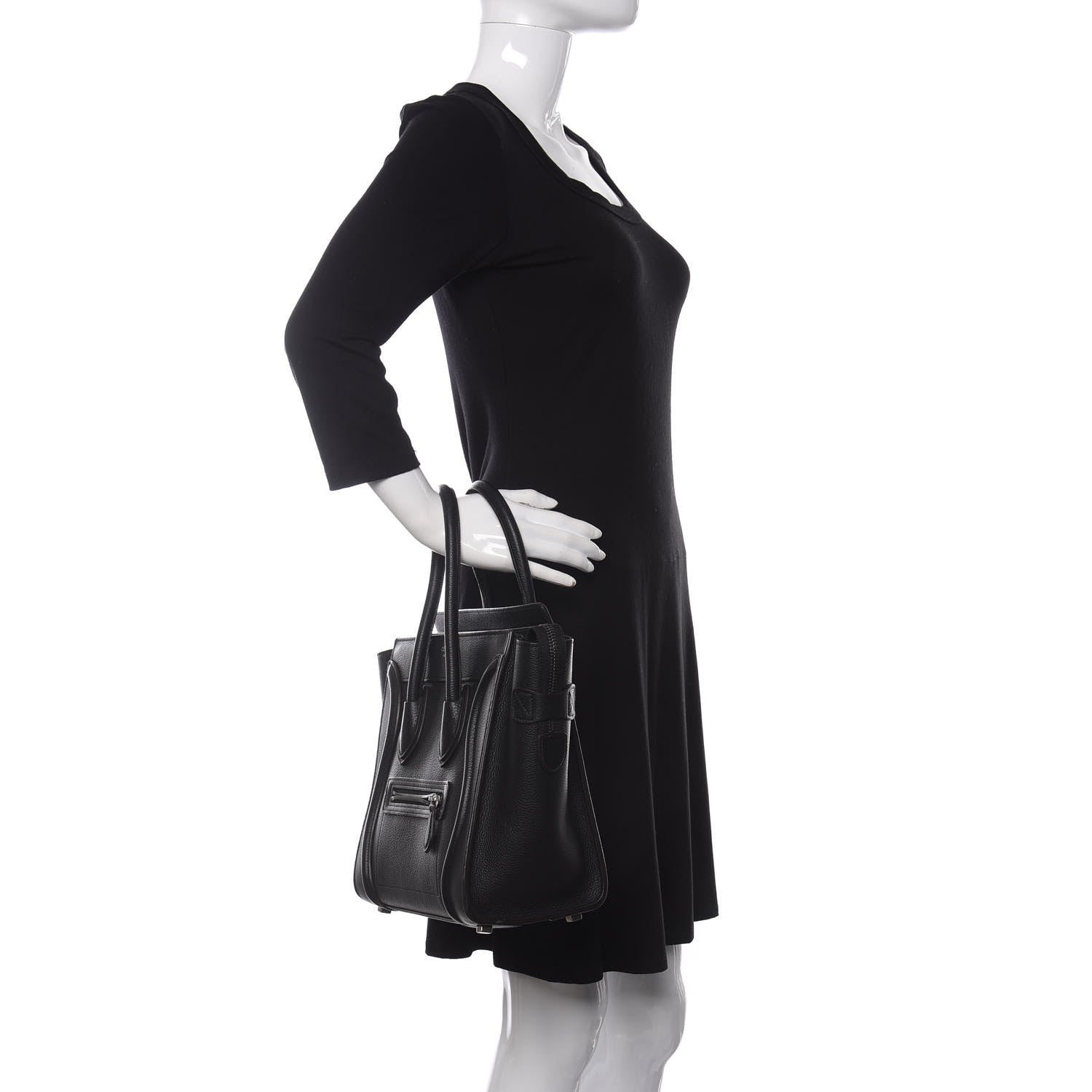 Celine Drummed Calfskin Micro Luggage Black 2 of 9