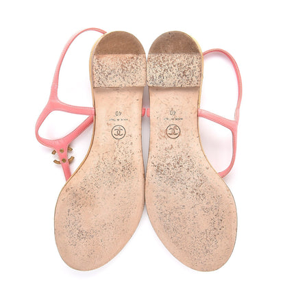 Chanel Lambskin Quilted CC Thong Sandals 40 Pink 7 of 10