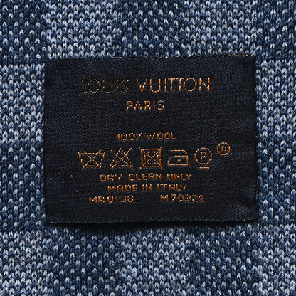 Louis Vuitton Wool Petit Damier Graphite Scarf Light Blue 3 of 3