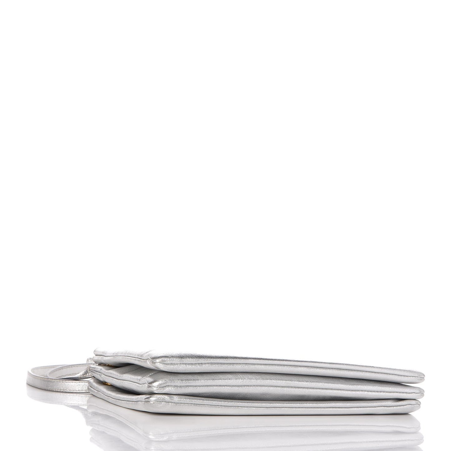 Metallic Lambskin Large Trio Crossbody Bag Silver